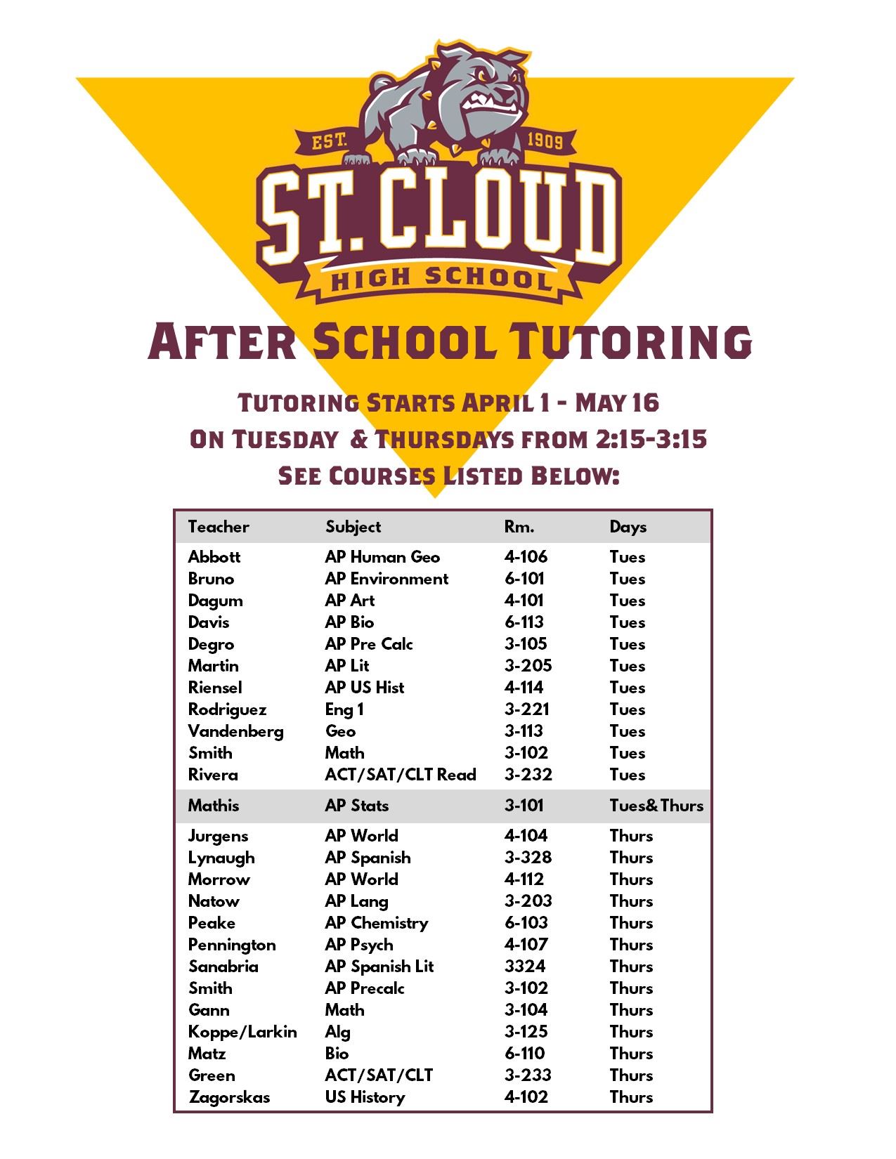  Flyer that says After School Tutoring